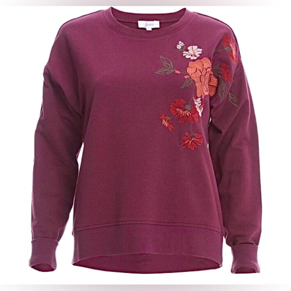Jessica Simpson - Burgundy Floral Embroidered Sweater